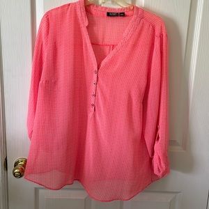 Neon pink/orange 3/4 sleeve blouse